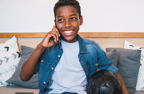 boy talking on the phone